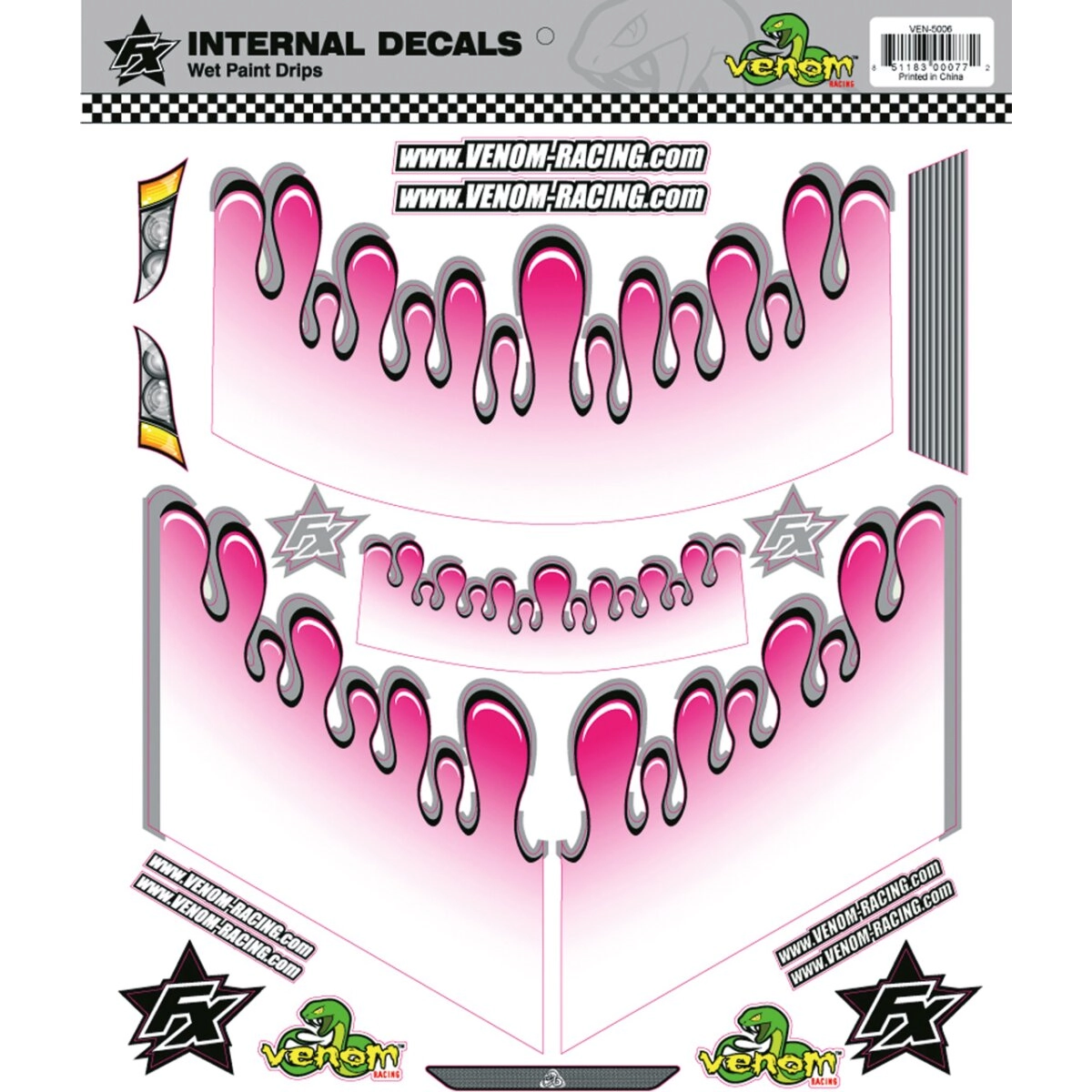 Jamara vnitřní grafika decor wet paint drops pink pro Venom Racing