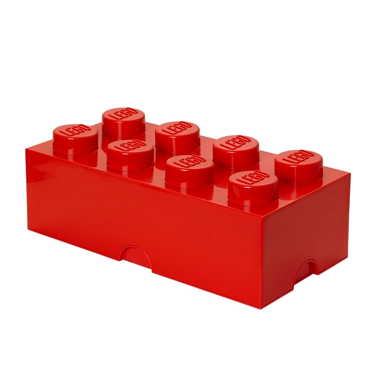 Úložný box ve tvaru kostky LEGO, 8 výstupků, červený