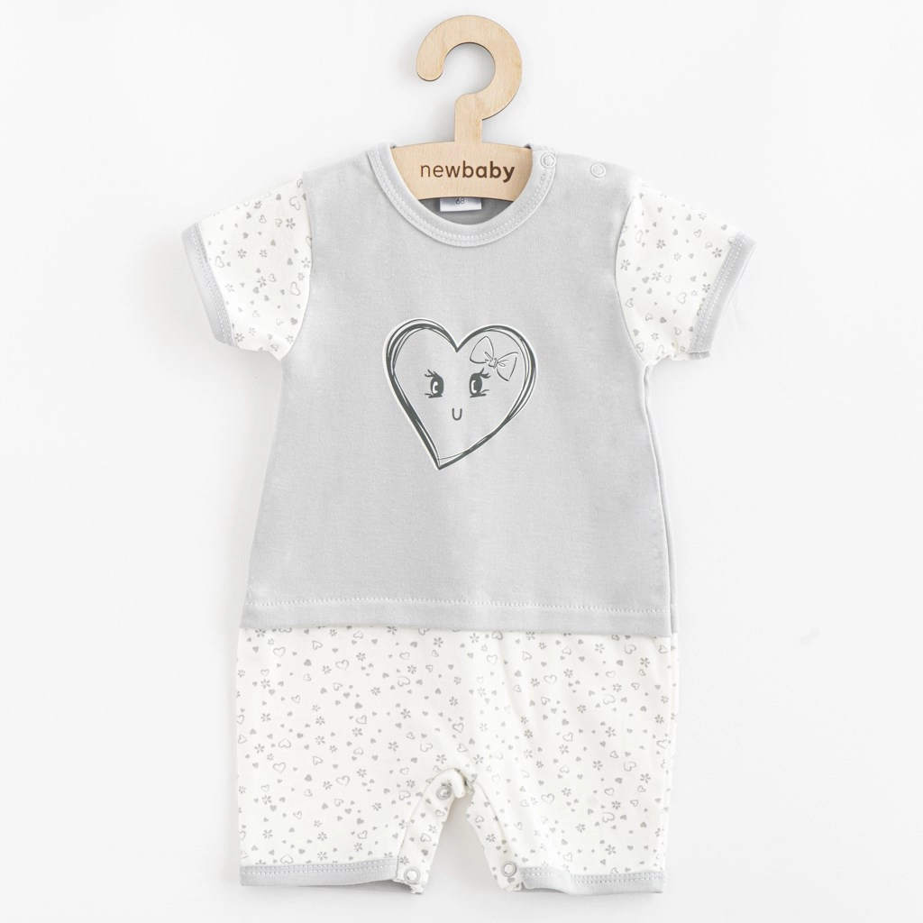Letní bavlněný overal pro miminko NEW BABY Srdíčka
