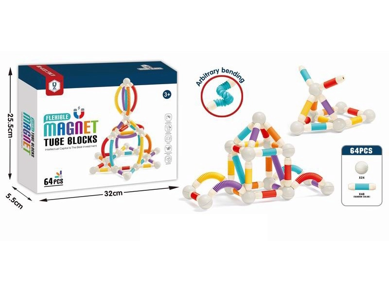 Pohyblivé magnetické stavebnice, 64 dílů