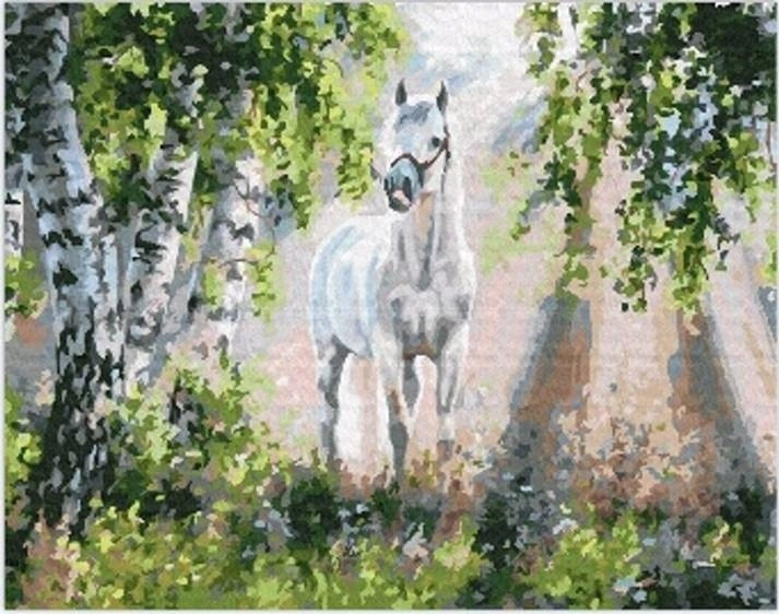 NORIMPEX Diamantové malování Bílý kůň 30 x 40 cm