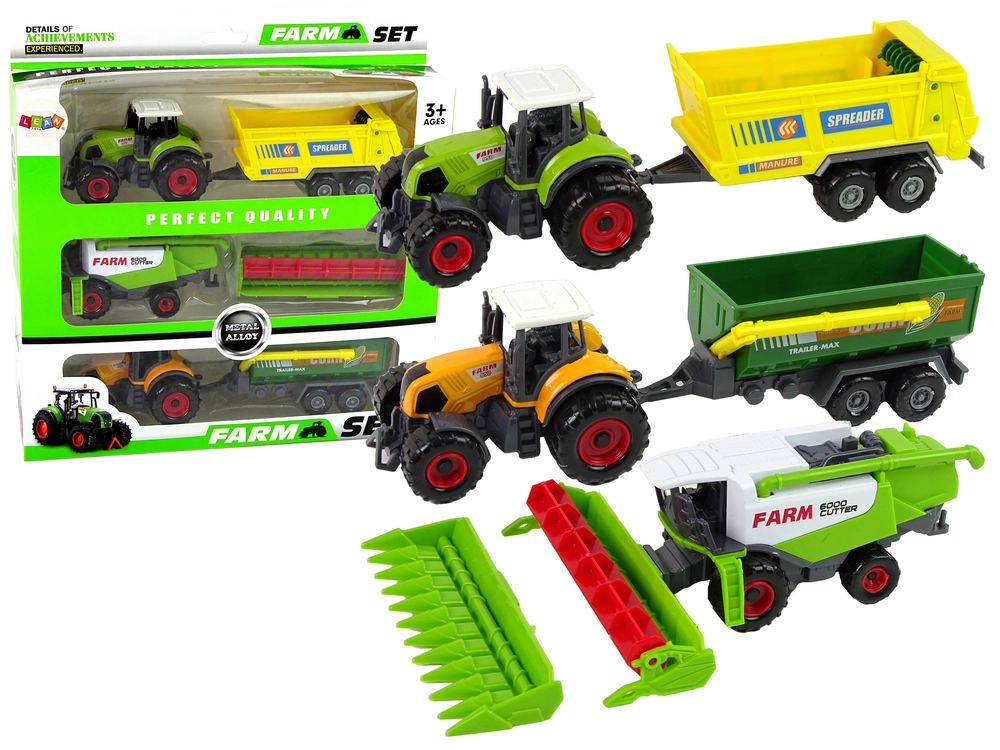 Lean Toys Sada traktorů zemědělských strojů s přívěsy a kombajnem