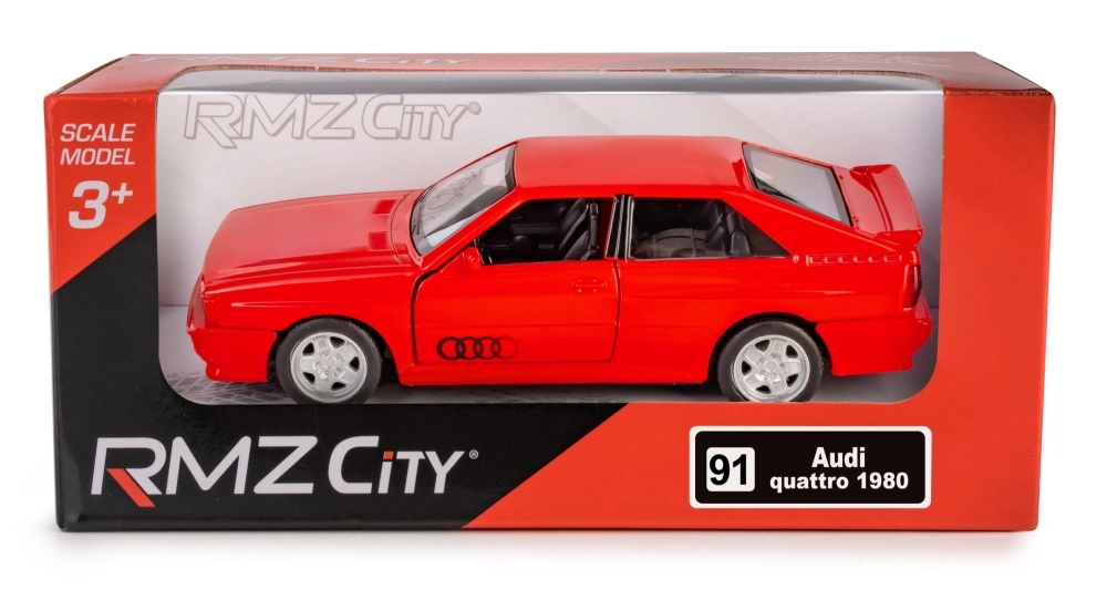 Kovový model auta AUDI QUATTRO Coupe 1:35 červený s natahováním a otevíracími dveřmi