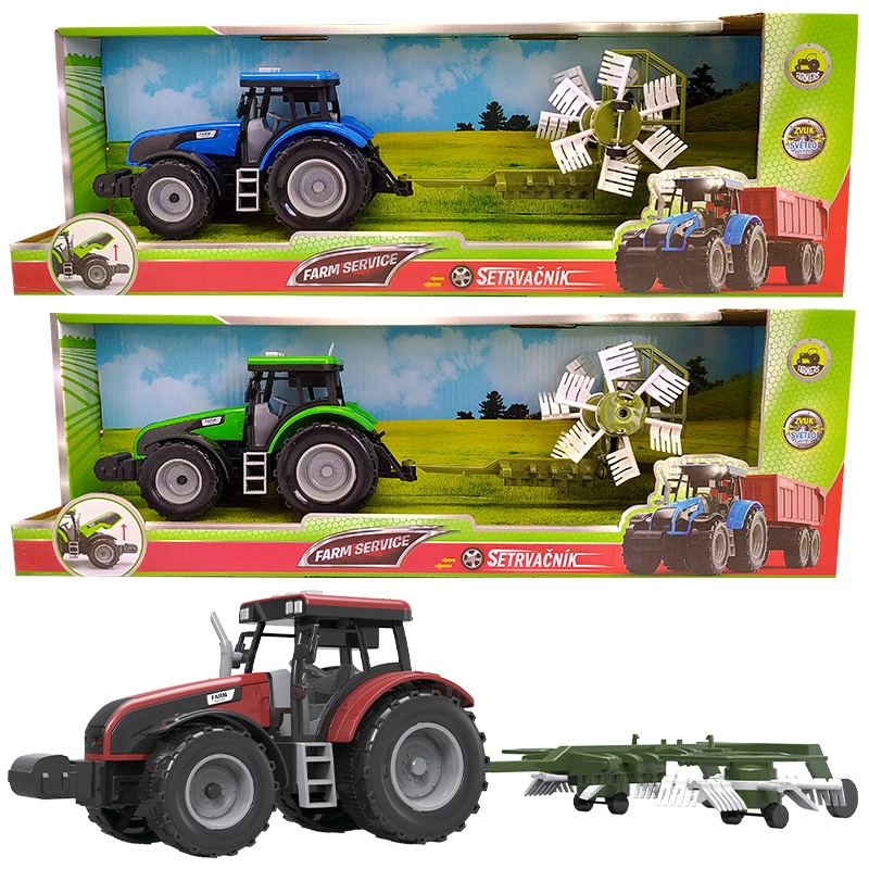 Levně FARM SERVICE Traktor s obracečkou sena se zvuky a světly