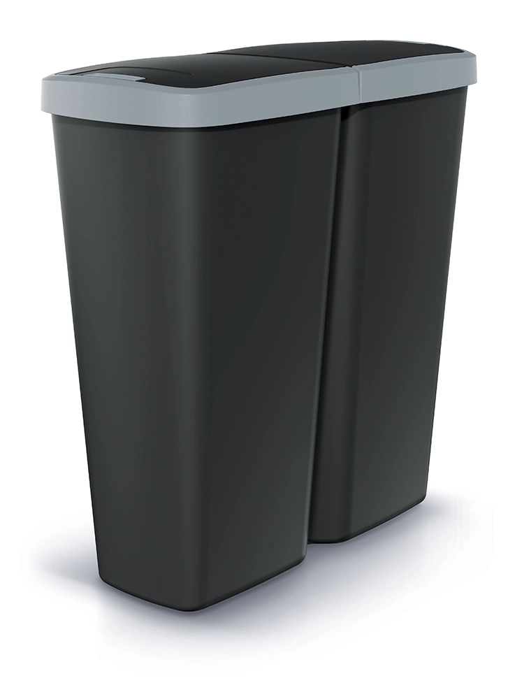 Prosperplast COMPACTA Q DUO černý se světle šedým víkem objem 50l