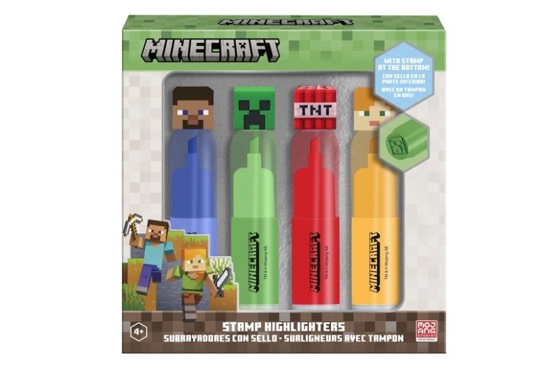 Minecraft sada 4 zvýrazňovačů s 3D topperem a razítkem