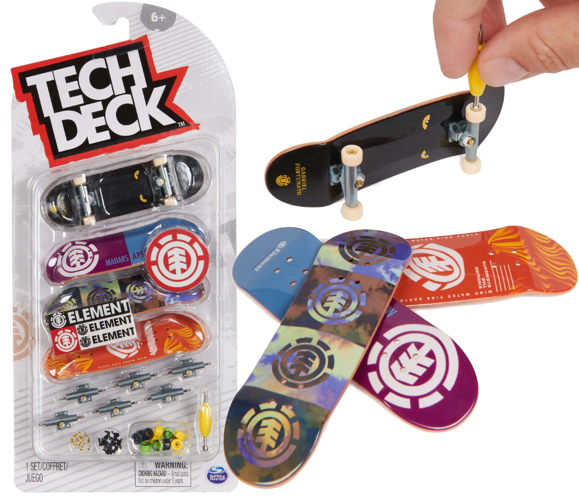 Sada fingerboardů 4‑pack k sestavení ELEMENT Tech Deck