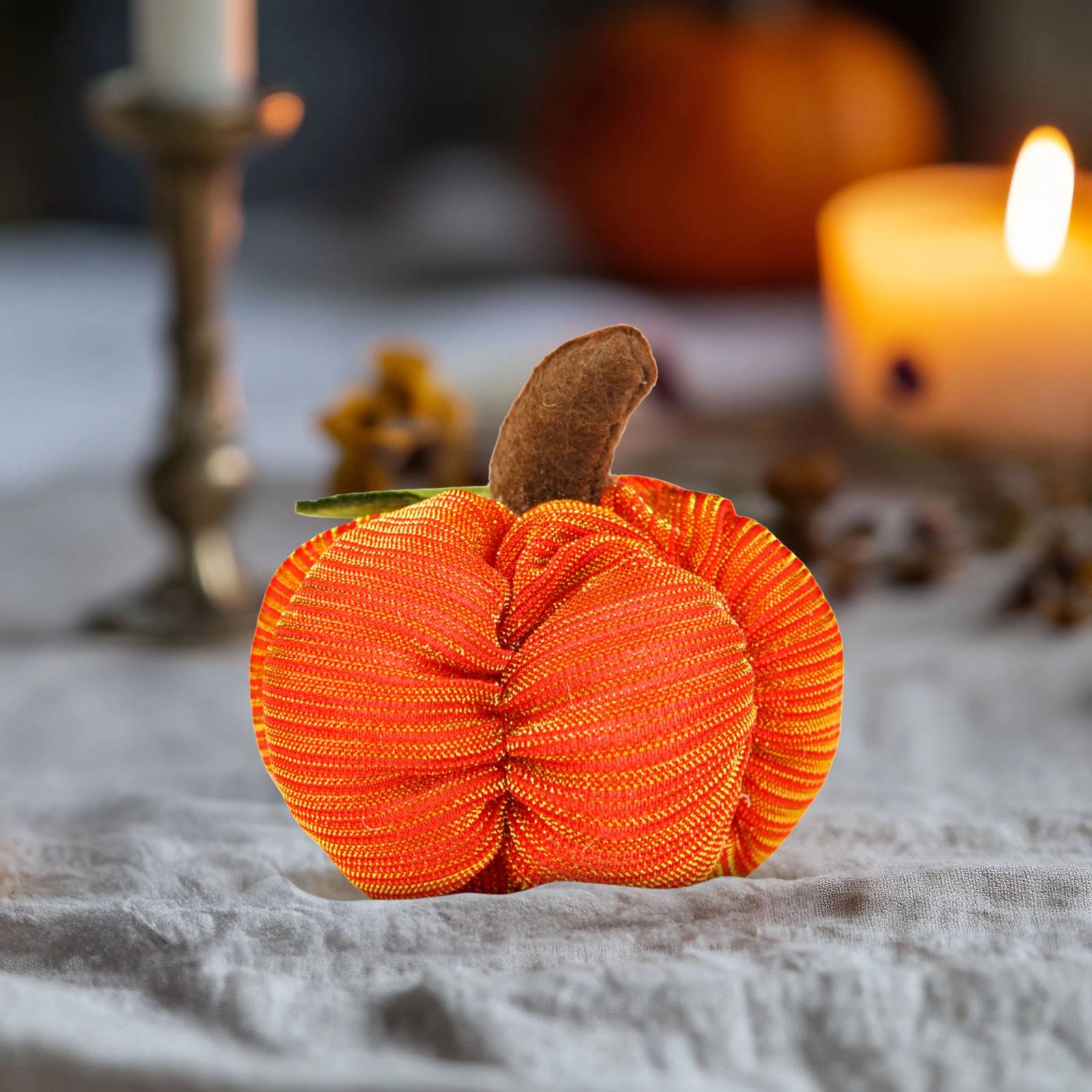 Halloweenská textilní dýně 7 × 7 × 7 cm