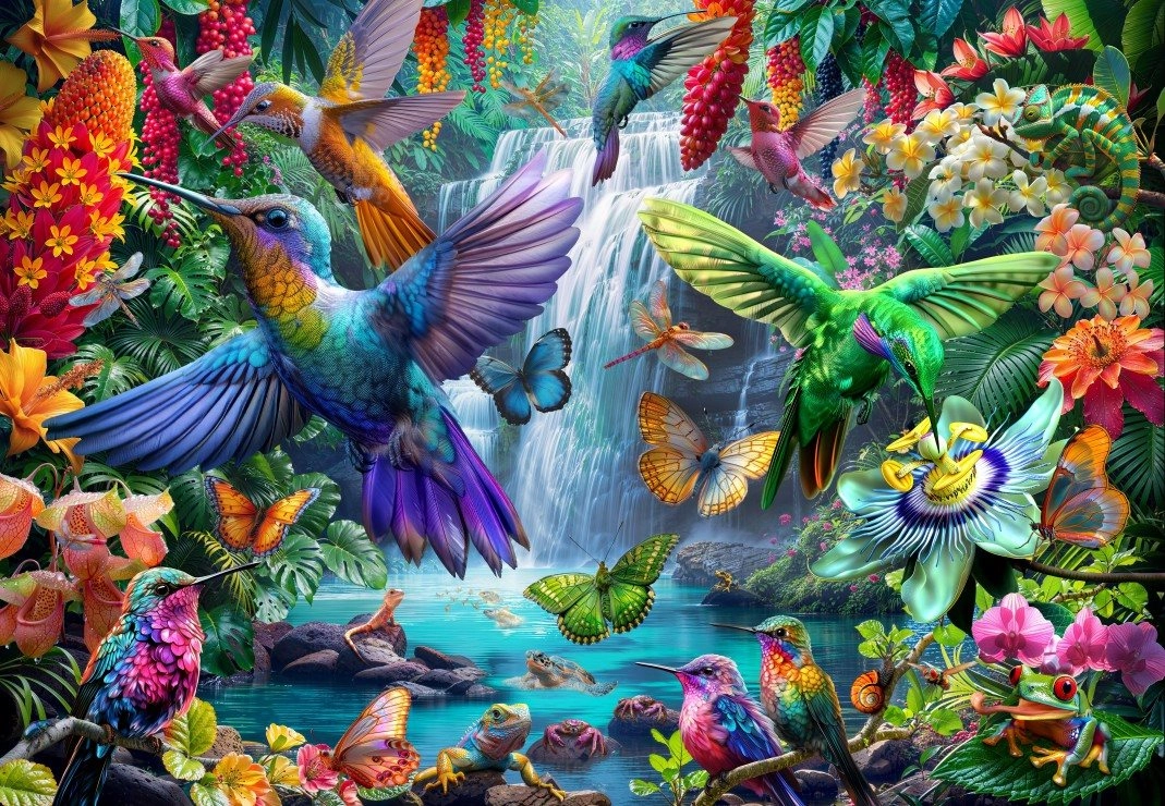 Puzzle Tropičtí Kolibříci 1000 dílků