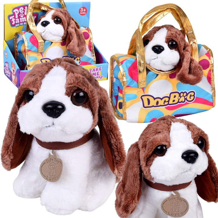 roztomilý plyšový pejsek v kabelce – měkoučká hračka pro děti
