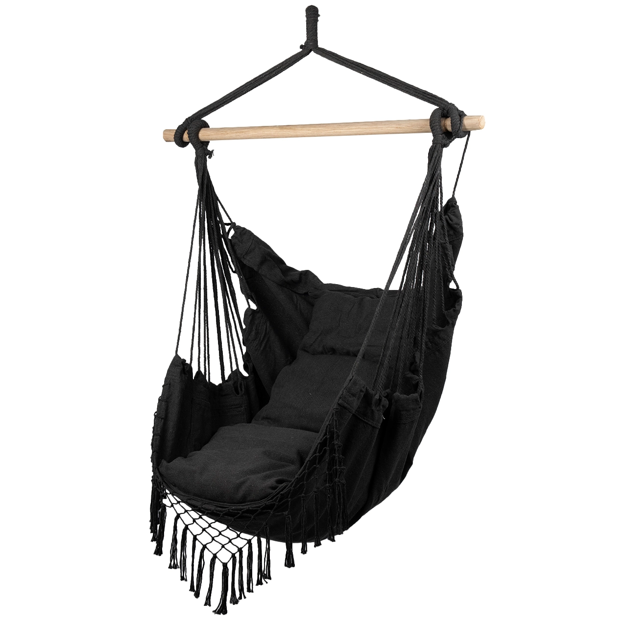 závěsné brazilské křeslo s polštáři tmavě šedé