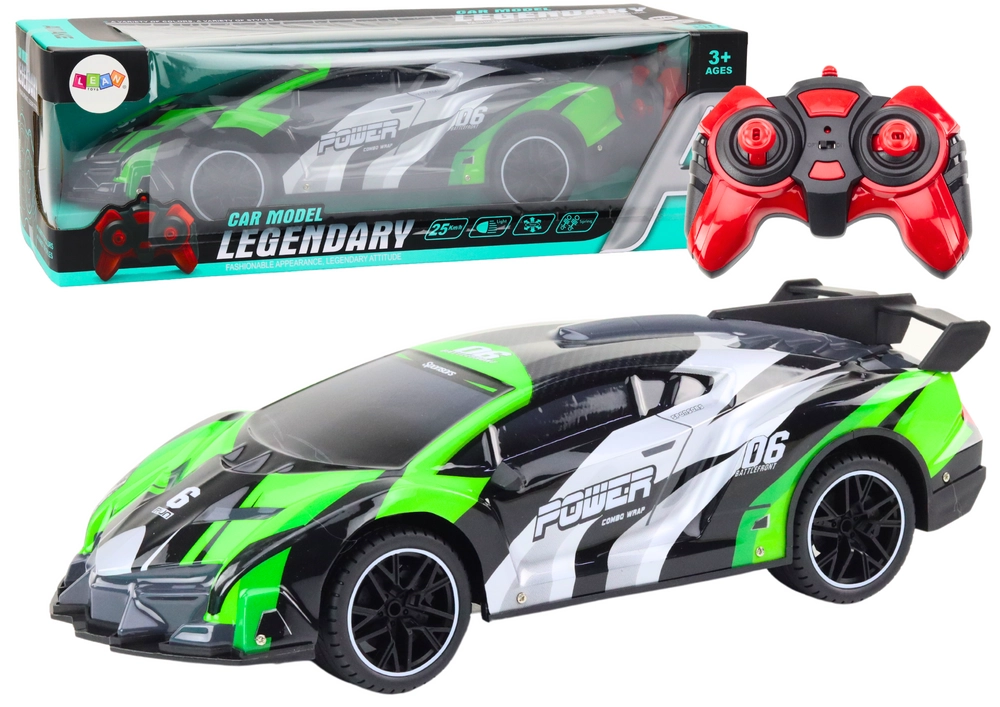 RC sportovní auto 1:10 25km/h Světla zelená