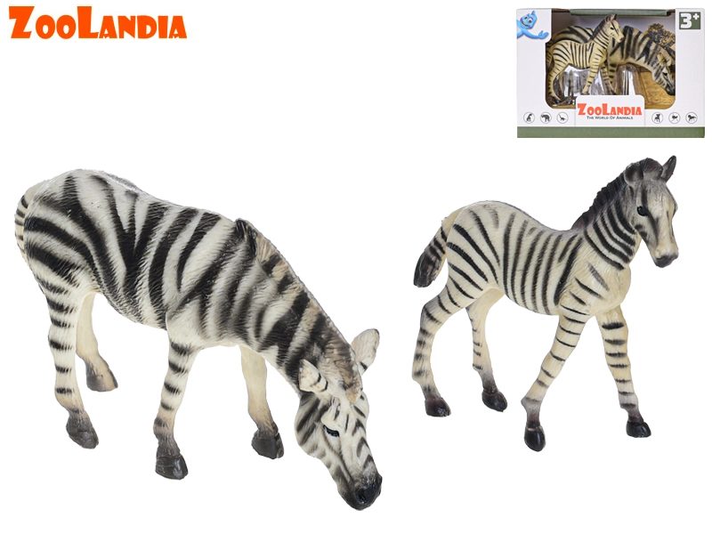 Zebra s mládětem – sada plastových figurek ZOOLANDIA
