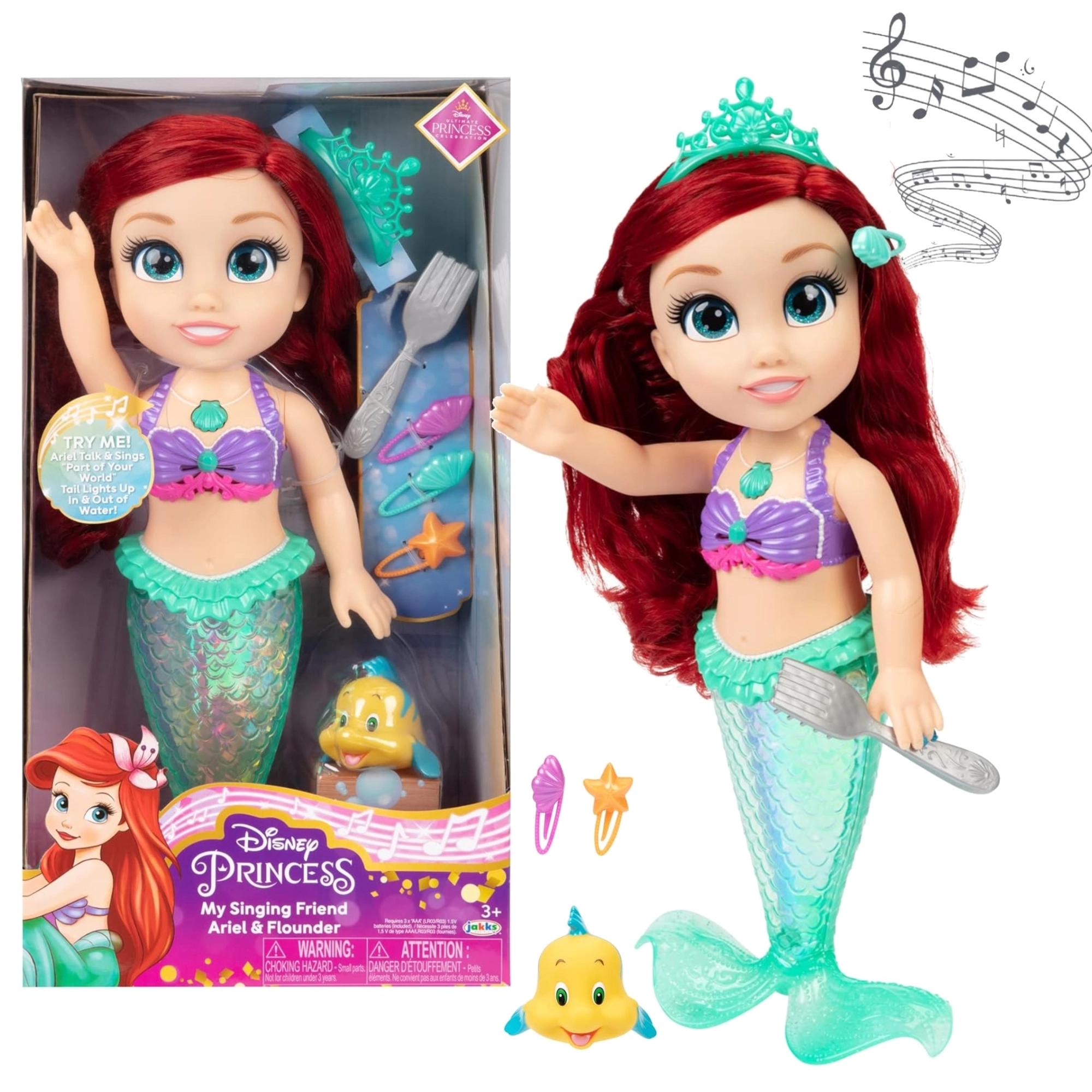 Disney Princess zpívající ARIEL – mořská víla s doplňky 35 cm