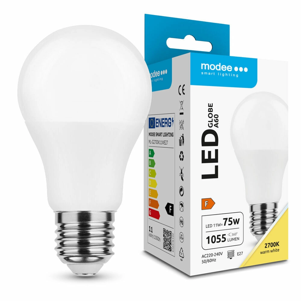 Modee E27 11W A60 LED teplá 2700K