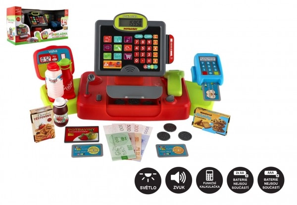 Levně Teddies Pokladna velká digitální plast na baterie se zvukem a světlem