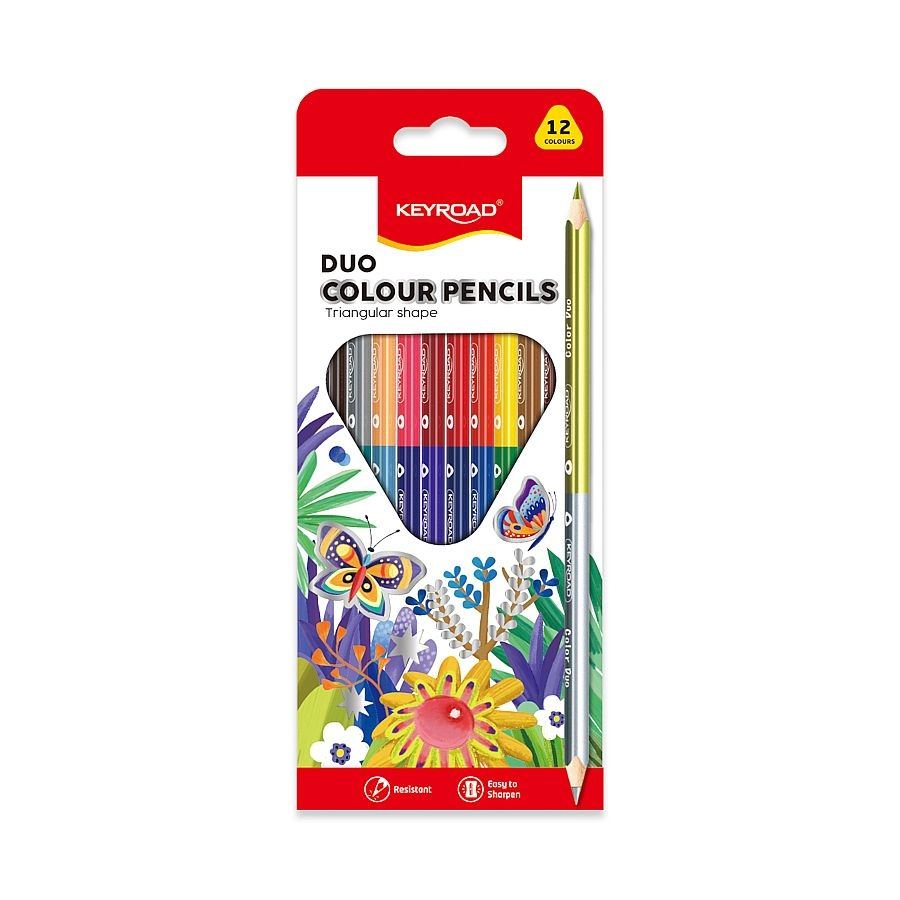 Pastelky KEYROAD Duo trojhranné 12ks KEYROAD
