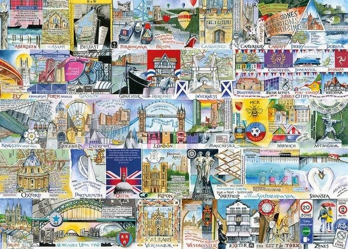 Gibsons puzzle Města Velké Británie XL 500 dílků