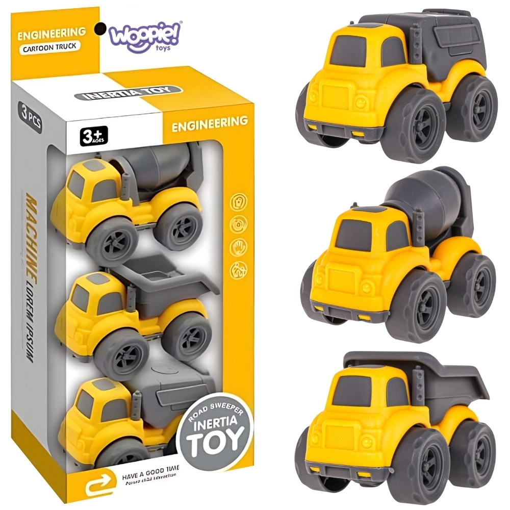 Stavební vozidla 3v1 Woopie Betoniarka, Sklápěčka a Popelářské auto
