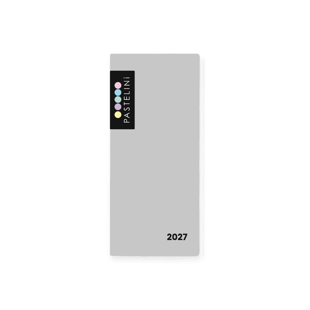 Diář Pastelini měsíční 2027 šedý v PVC obalu