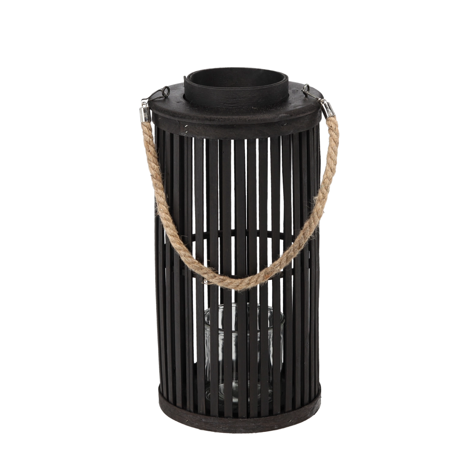 Dřevěný lampion 40 × 20 cm, černý