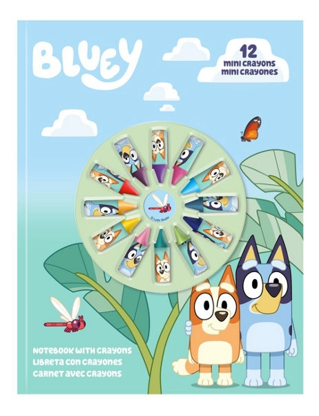 Levně Zápisník BLUEY s 12 mini pastelkami