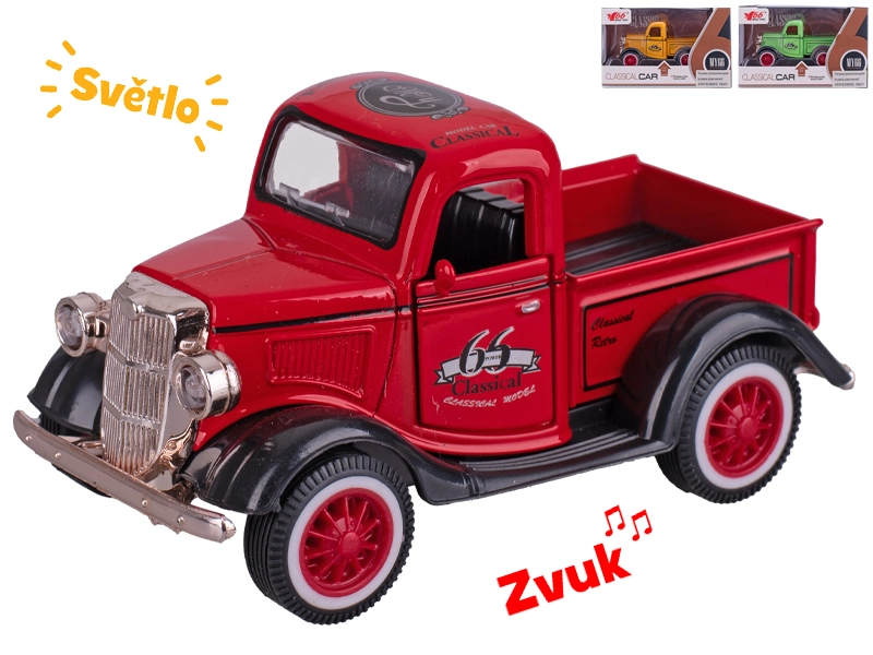 Kovový model auta Old Timer 11 cm se světlem a zvukem