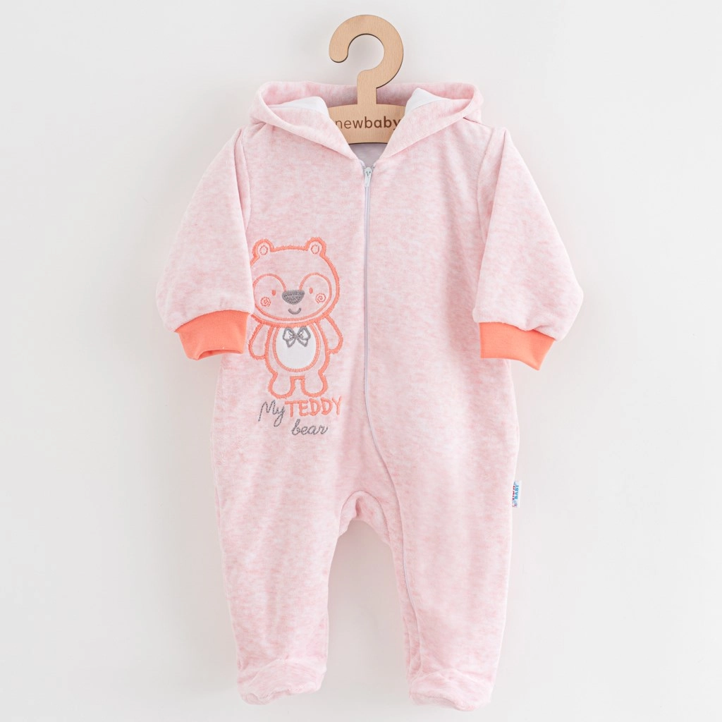 Kojenecký semišový overal s kapucí New Baby Sweetheart růžový