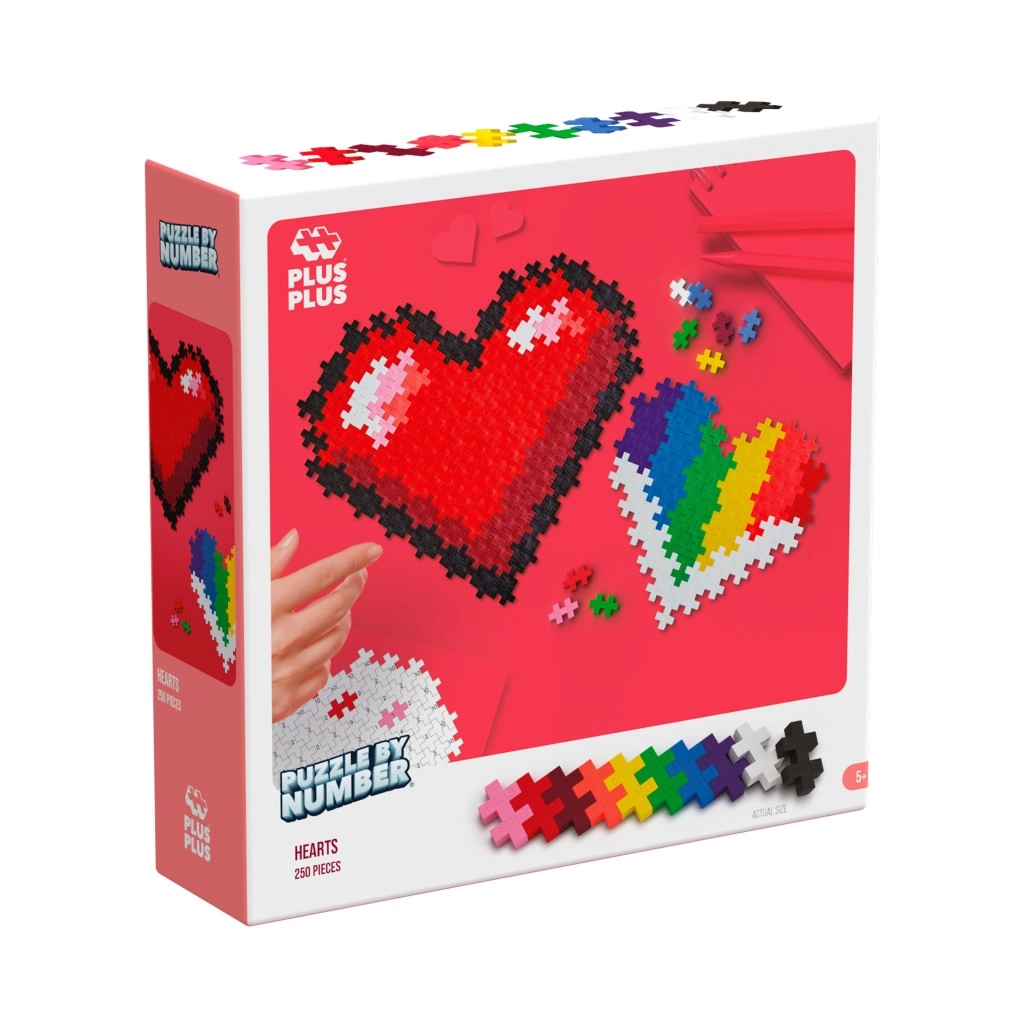 Levně Plus-Plus puzzle podle čísel - srdce 250 ks