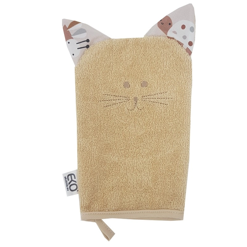Eko EKO žínka bavlněná s oušky Cat Beige 20x15 cm