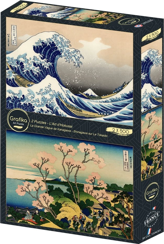 Puzzle Velká vlna u pobřeží Kanagawy a Městská oblast Šinagawa 2×500 dílků