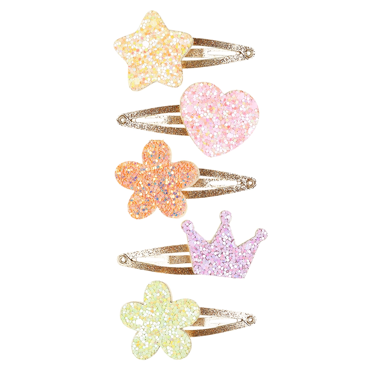 Sponky do vlasů pro děti Carolina - zlaté s ozdobami, 5 ks
