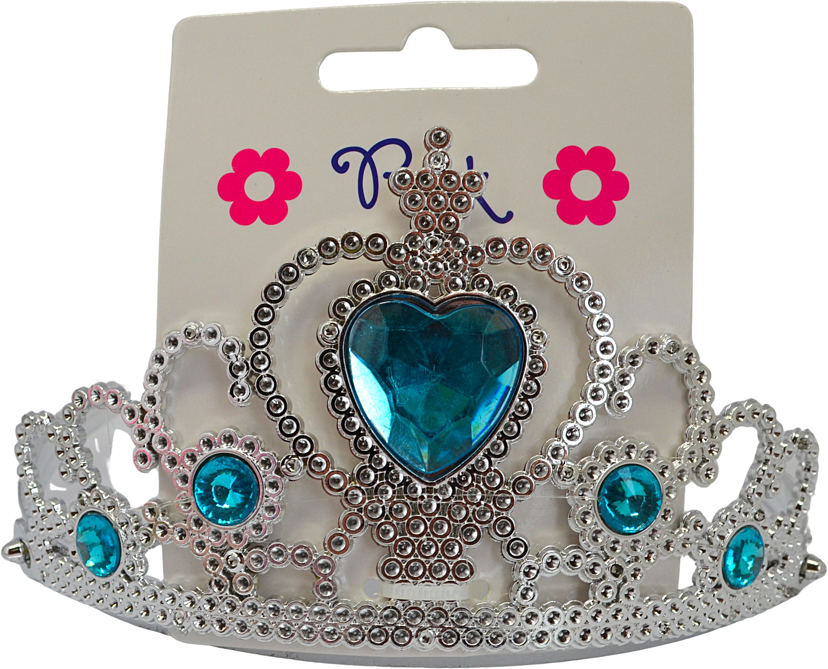 Plastová korunka na čelence s modrým akrylovým srdcem