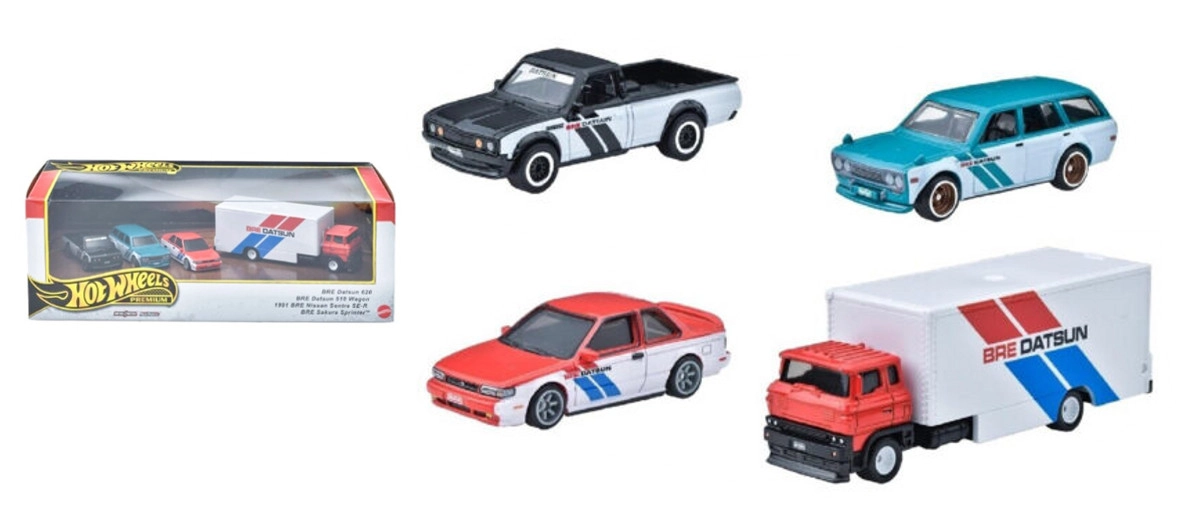 Hot Wheels prémiová sada 4 autíček BRE Datsun