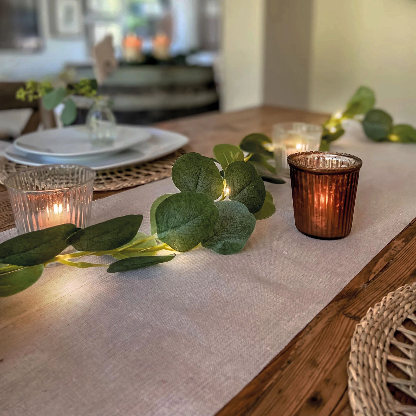 LED světelný řetěz s listy, 20 LED, 2 m, teplá bílá