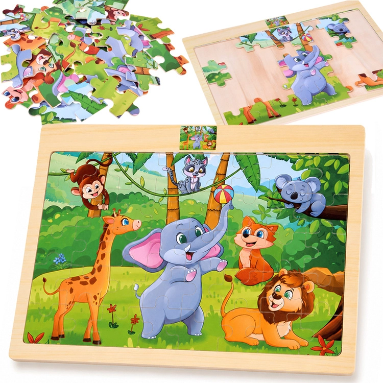 Dřevěné puzzle divoká zvířata 40 dílků