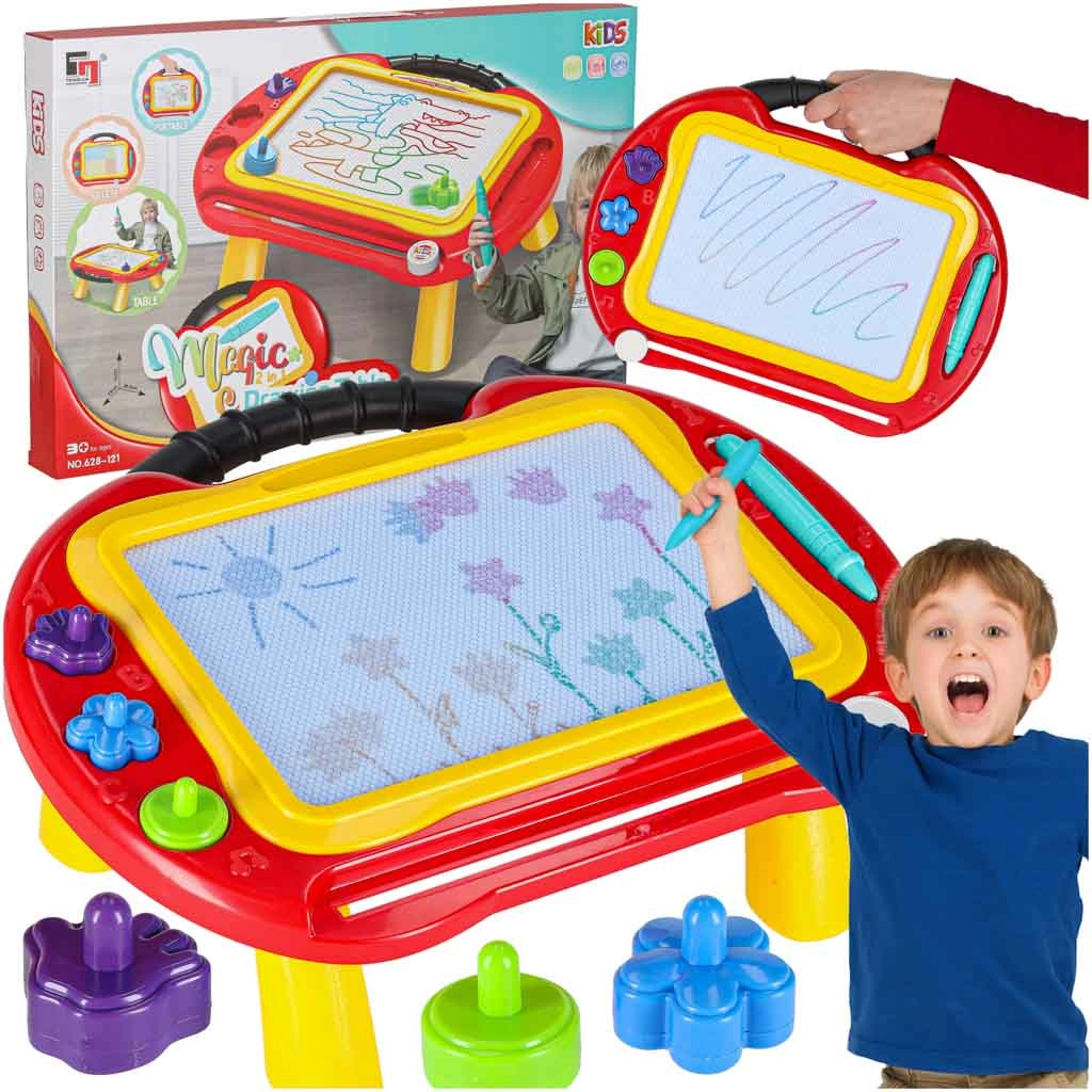 Magnetická kreslicí tabule 2v1 se znikopisem, stolečkem a razítky