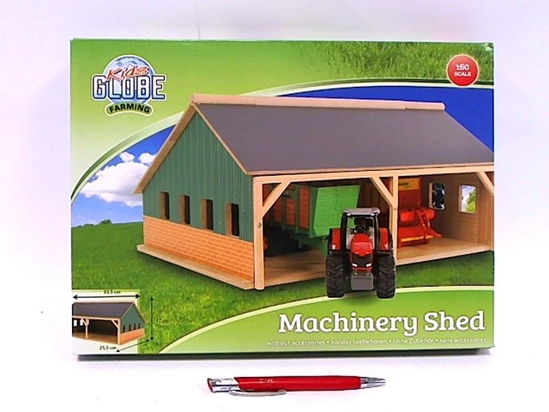 Kids Globe Farming dřevěná garáž pro čtyři traktory 1:50