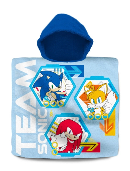 Levně Euroswan dětské pončo Sonic Team modré 60 x 120 cm