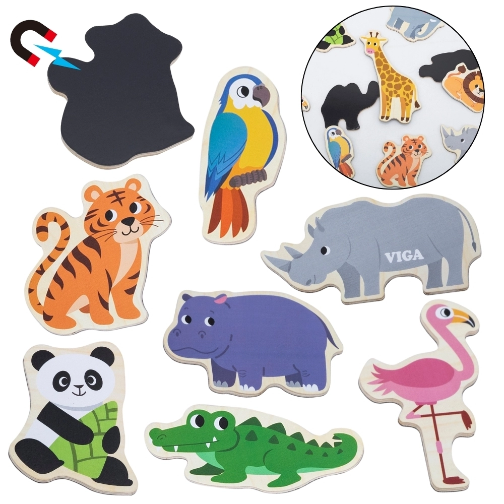 Viga dřevěné magnety – divoká zvířata, 20 ks