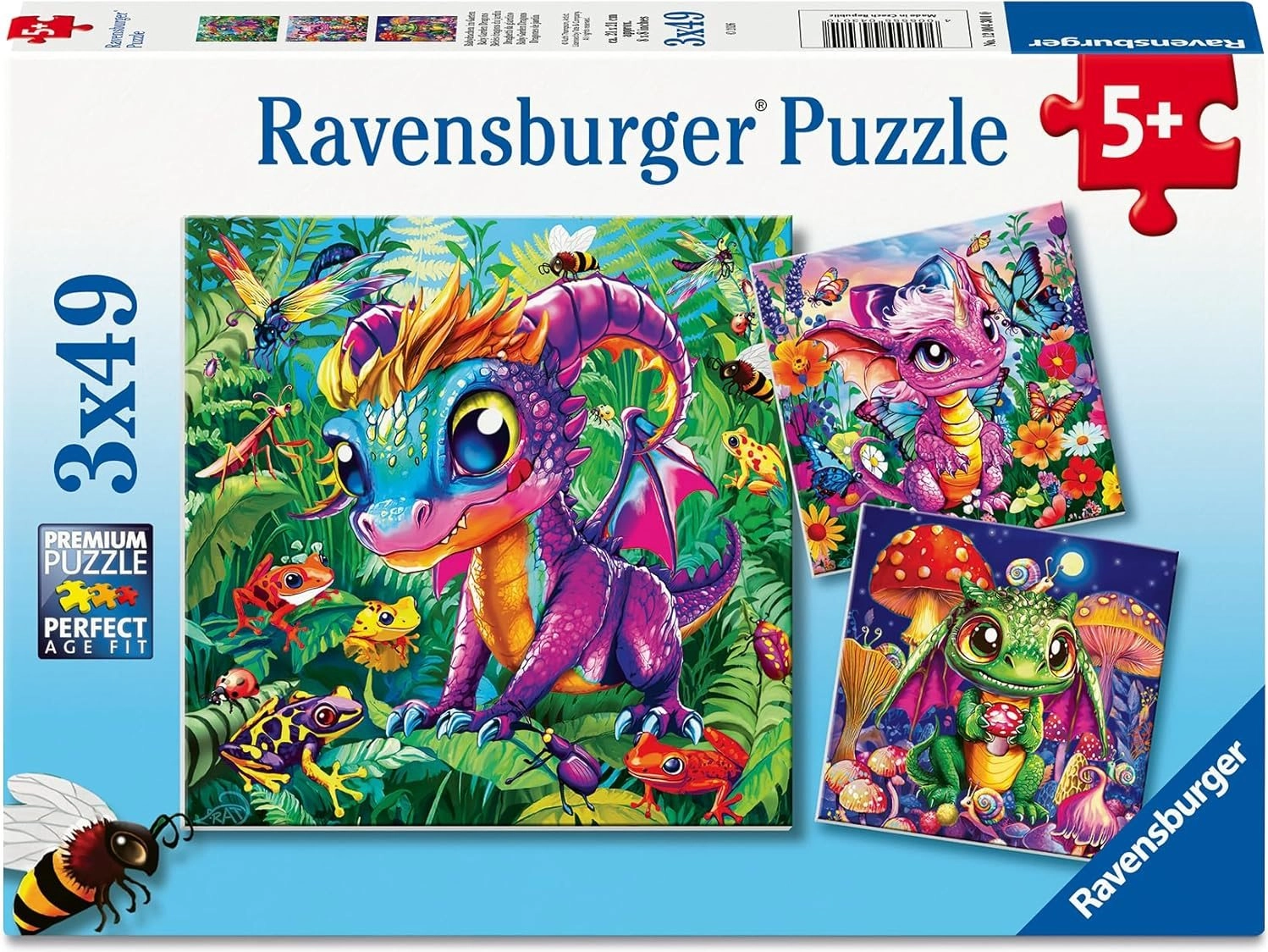 Ravensburger puzzle Dráčátka objevují přírodu 3×49 dílků