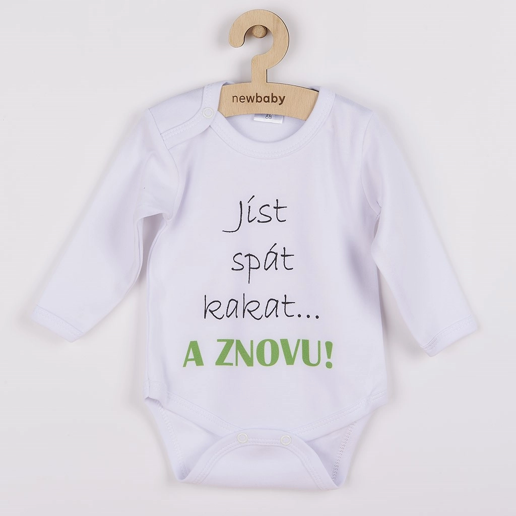 Dětské body s dlouhým rukávem New Baby – jíst, spát, kakat… a znovu!