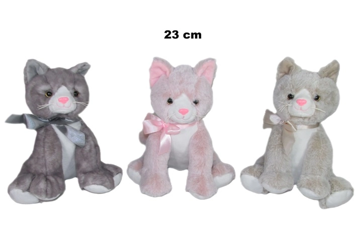 Plyšová kočka 23 cm (mix barev)