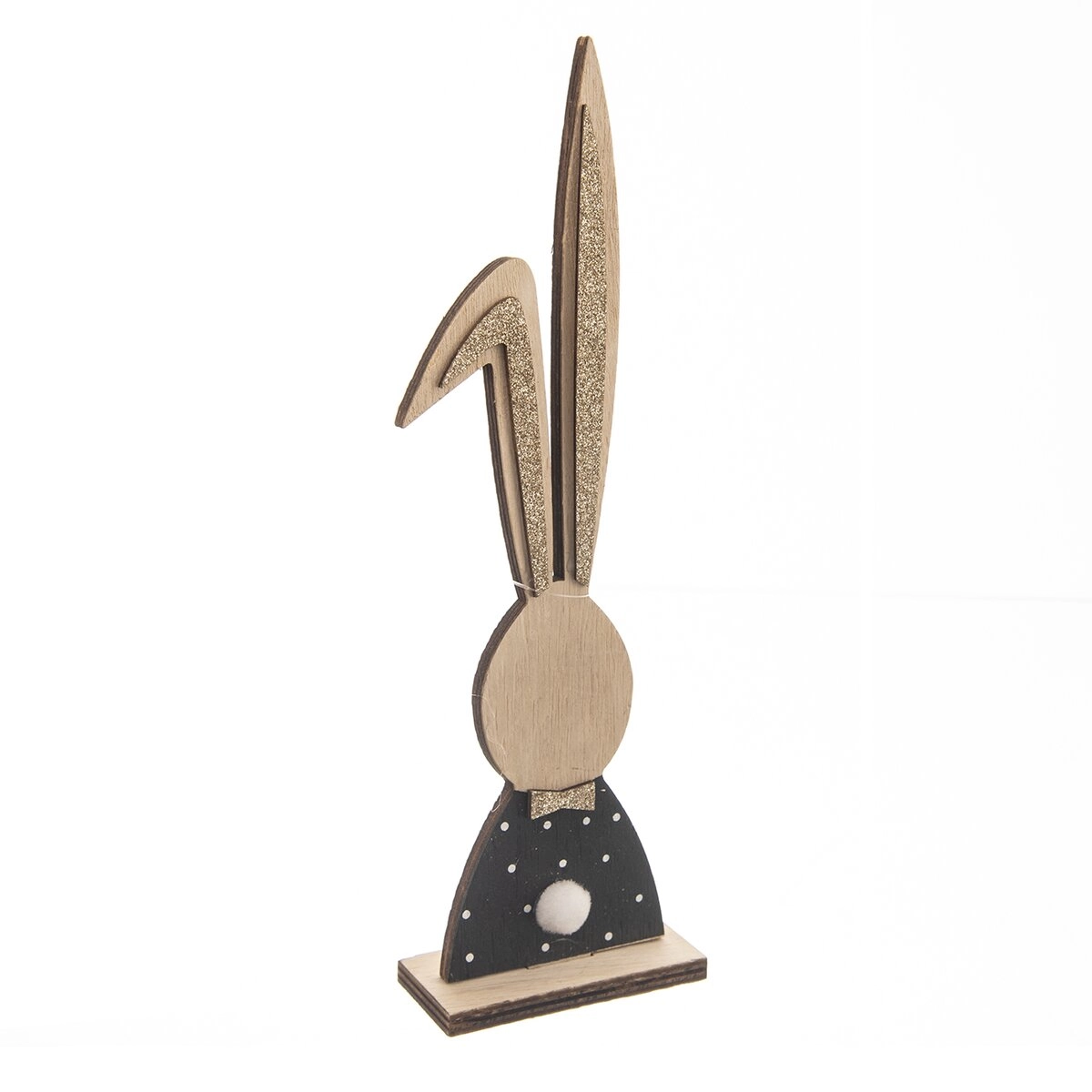 Dřevěná dekorace Zajíc černo-hnědá 26 cm