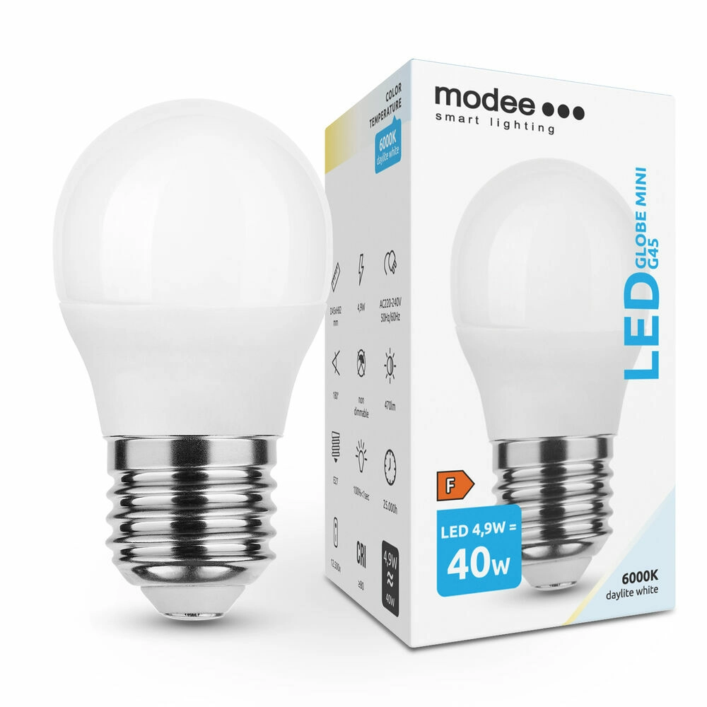LED žárovka G45 E27 4,9 W studená bílá – Modee Smart Lighting