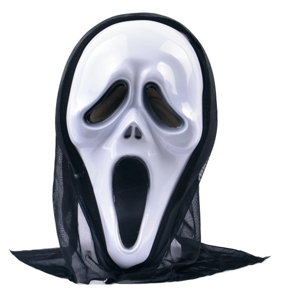 Strašidelná halloweenská maska s kapucí