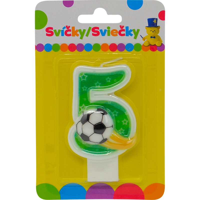 Narozeninová dortová svíčka s míčem – číslo 5
