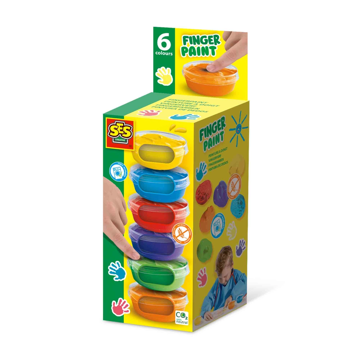 Levně SES Prstové barvy malé kalíšky 6 x 45 ml