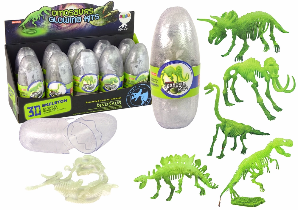 LEANToys Zářící souprava 3D kostry dinosaura ve vejci