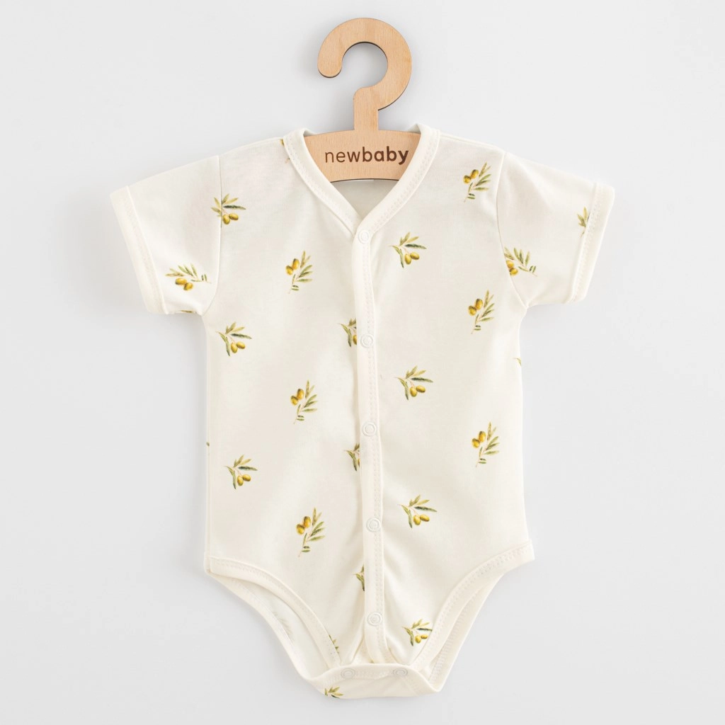 Dojenecké celorozepínací body z organické bavlny NEW BABY Olivy, krátký rukáv